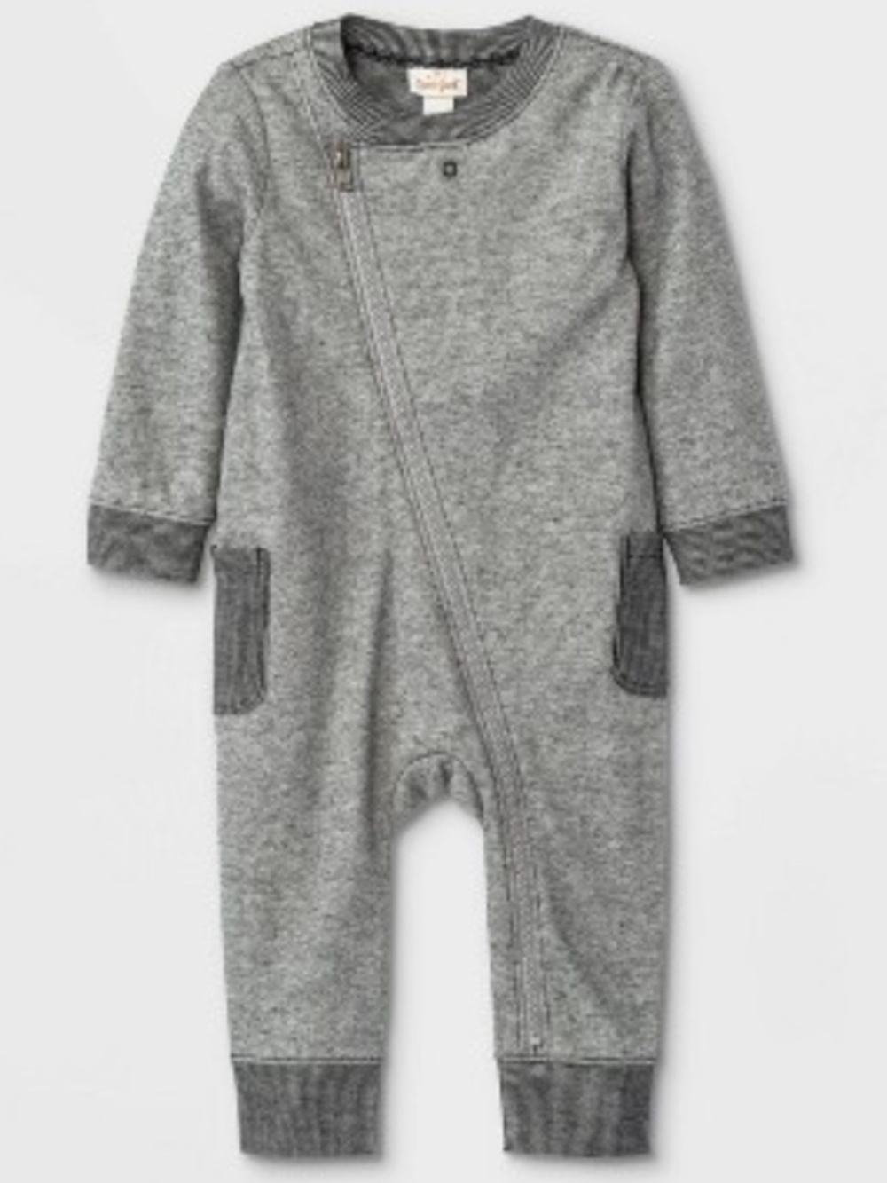 CAT & JACK • BABY BOYS' BLACK HEATHER MOTO ROMPER - 18M